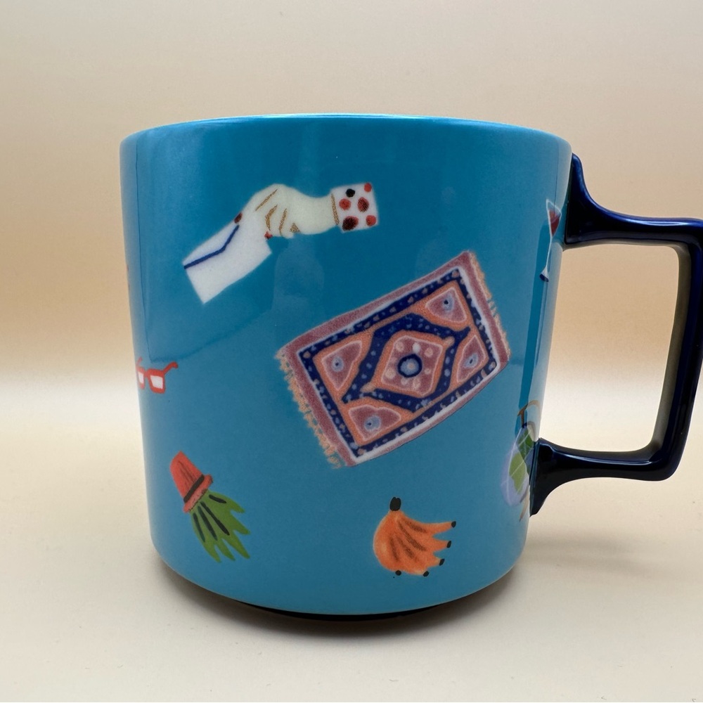 🌈 Anthropologie Illustrated Ceramic Mug | Globe Design